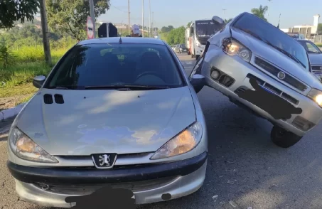 carro fica suspenso na br 494