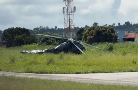 Helicóptero cai no Aeroporto de Pará de Minas.(FOTO: Divulgação Thiago Verli)