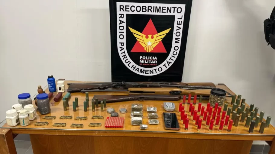 Bom Despacho: PM prende dois homens com drogas e diversas armas e munições