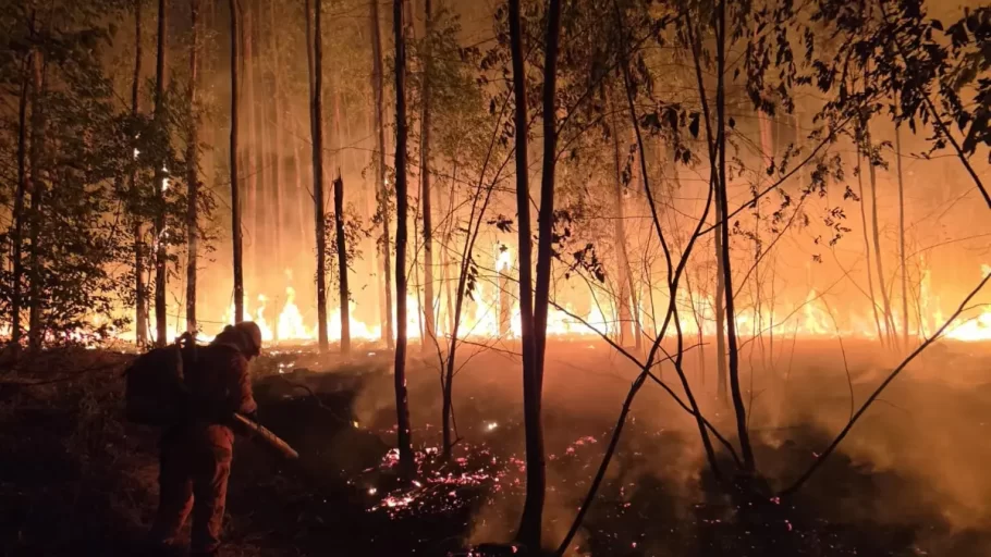 Explosão de botijão de gás provoca incêndio na BR-262 em Moema