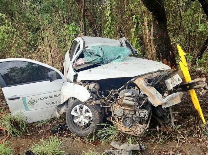 Vereador de Lagoa da Prata colide carro da prefeitura em árvore