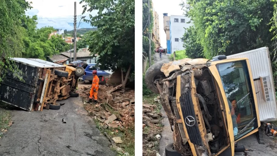 acidente centro de bom despacho caminhão de entregas