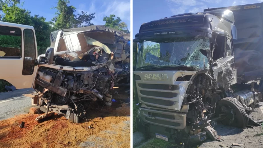 acidente entre carreta e caminhão na mg-050