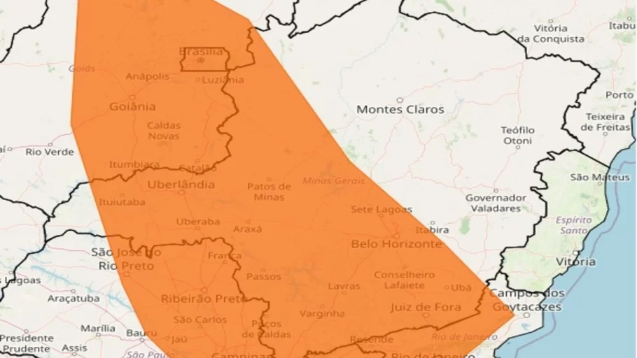 Alerta de Chuva Extrema e ventos de até 100kmh em Minas Gerais. (FOTO: Reprodução Inmet)