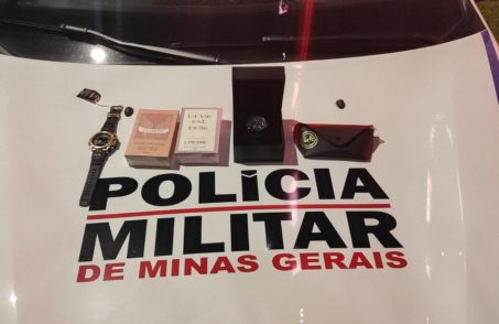 Polícia Militar prende casal que vendia produtos falsificados em Divinópolis.(FOTO: Divulgação PMMG)